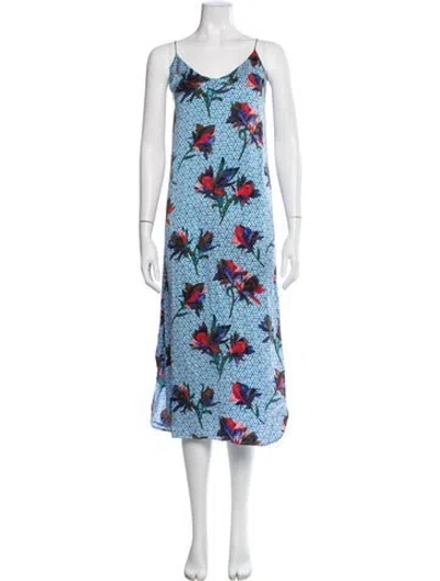 Pre-owned Equipment Silk Midi Length Dress In Blue