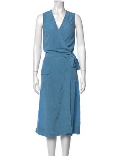 Pre-owned Equipment Silk Midi Length Dress In Blue