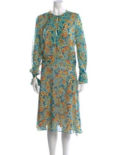 Pre-owned Equipment Silk Midi Length Dress In Blue