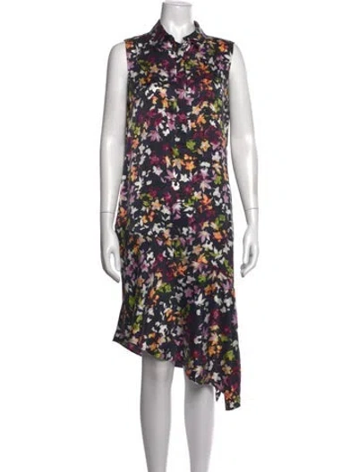 Pre-owned Equipment Silk Midi Length Dress In Blue