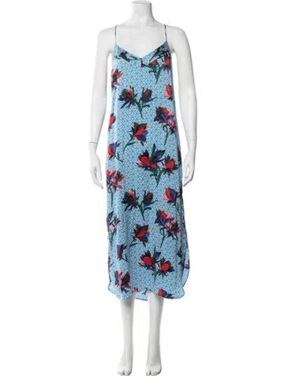 Pre-owned Equipment Silk Midi Length Dress In Blue