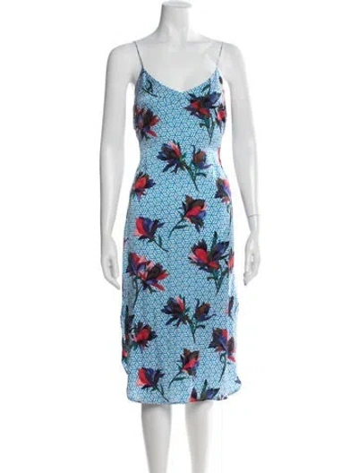 Pre-owned Equipment Silk Midi Length Dress In Blue