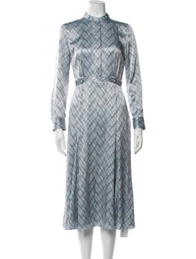 Pre-owned Equipment Silk Midi Length Dress In Blue