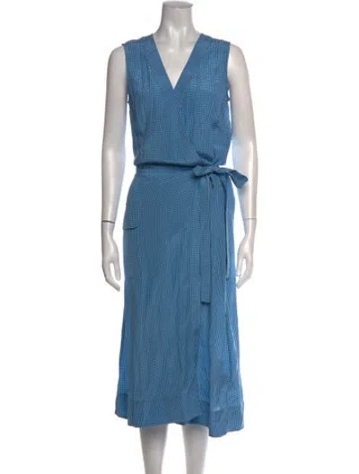 Pre-owned Equipment Silk Midi Length Dress In Blue