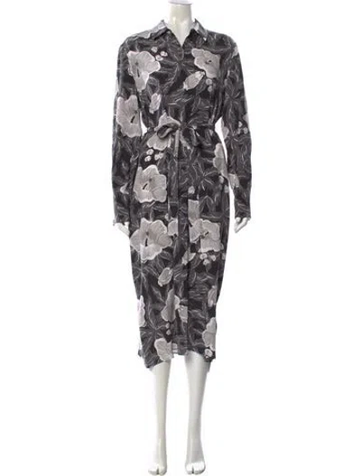 Pre-owned Equipment Silk Midi Length Dress In Gray