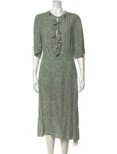 Pre-owned Equipment Silk Midi Length Dress In Green