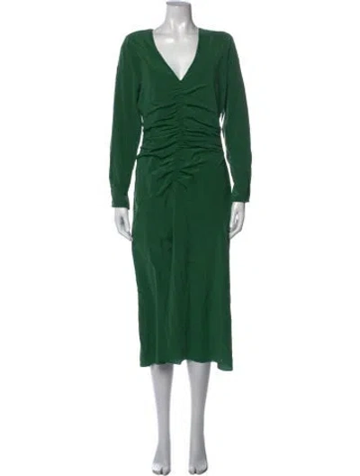 Pre-owned Equipment Silk Midi Length Dress In Green