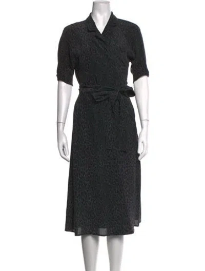 Pre-owned Equipment Silk Midi Length Dress In Green