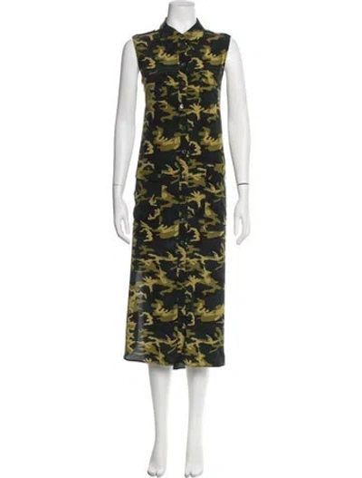 Pre-owned Equipment Silk Midi Length Dress In Green