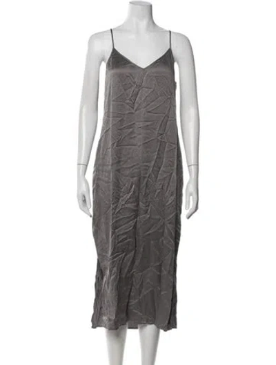 Pre-owned Equipment Silk Midi Length Dress In Grey