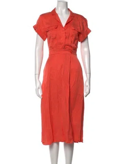 Pre-owned Equipment Silk Midi Length Dress In Orange