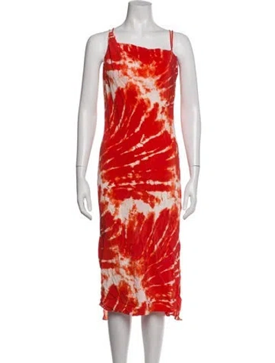 Pre-owned Equipment Silk Midi Length Dress In Orange