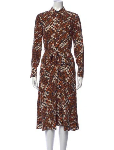 Pre-owned Equipment Silk Midi Length Dress In Orange