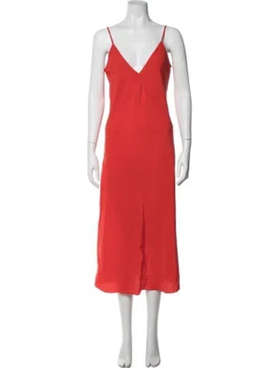 Pre-owned Equipment Silk Midi Length Dress In Orange