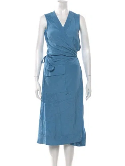 Pre-owned Equipment Silk Midi Length Dress W/ Tags In Blue