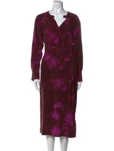 Pre-owned Equipment Silk Midi Length Dress W/ Tags In Burgundy