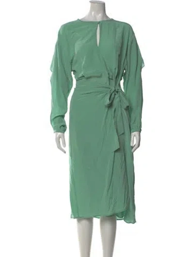 Pre-owned Equipment Silk Midi Length Dress W/ Tags In Green
