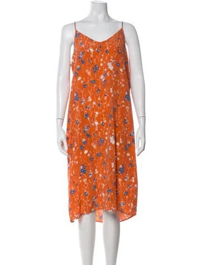 Pre-owned Equipment Silk Midi Length Dress W/ Tags In Orange