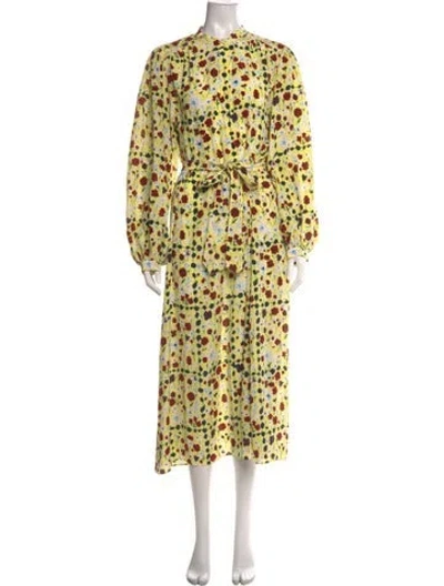 Pre-owned Equipment Silk Midi Length Dress W/ Tags In Yellow