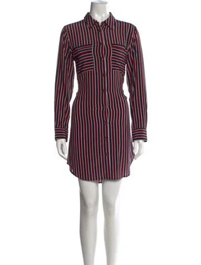 Pre-owned Equipment Silk Mini Dress In Black/burgundy