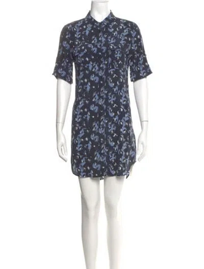 Pre-owned Equipment Silk Mini Dress In Blue