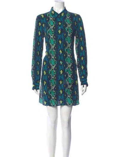 Pre-owned Equipment Silk Mini Dress In Blue