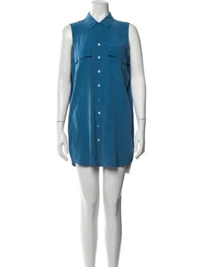 Pre-owned Equipment Silk Mini Dress In Blue