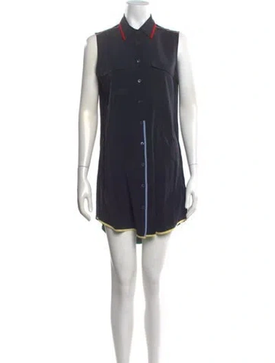 Pre-owned Equipment Silk Mini Dress In Blue