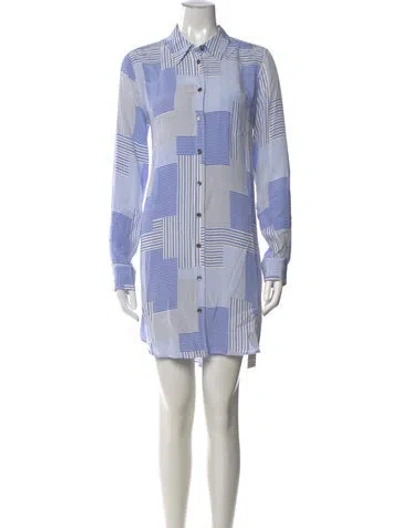 Pre-owned Equipment Silk Mini Dress In Blue/white