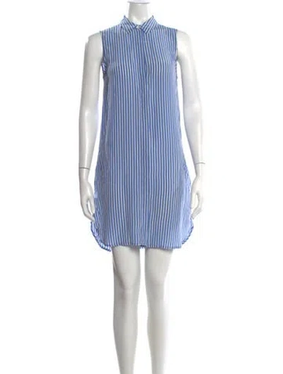 Pre-owned Equipment Silk Mini Dress In Blue/white