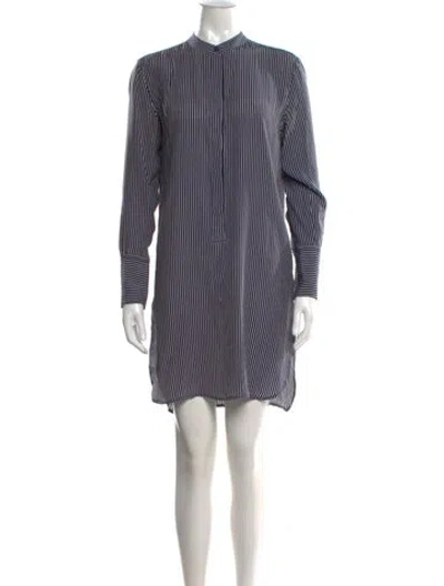 Pre-owned Equipment Silk Mini Dress In Blue/white