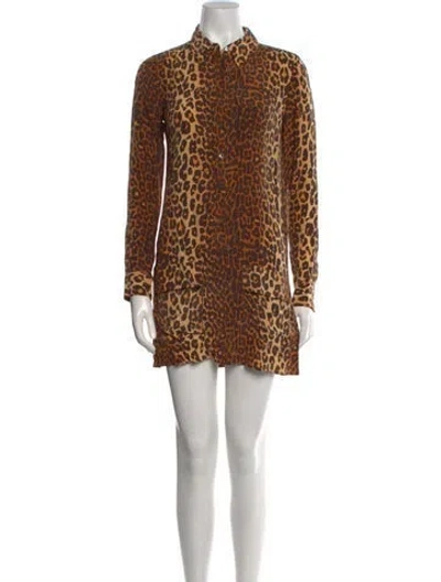 Pre-owned Equipment Silk Mini Dress In Brown