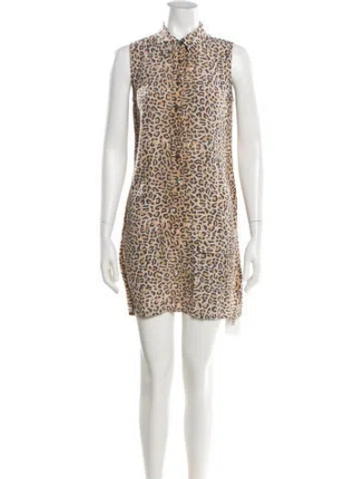 Pre-owned Equipment Silk Mini Dress In Brown