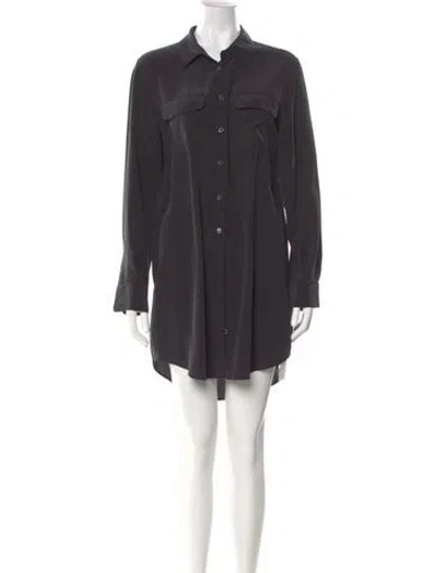 Pre-owned Equipment Silk Mini Dress In Gray