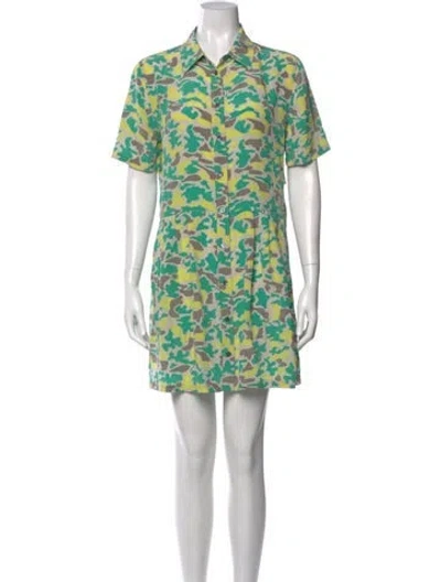 Pre-owned Equipment Silk Mini Dress In Green