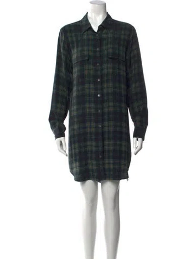 Pre-owned Equipment Silk Mini Dress In Green