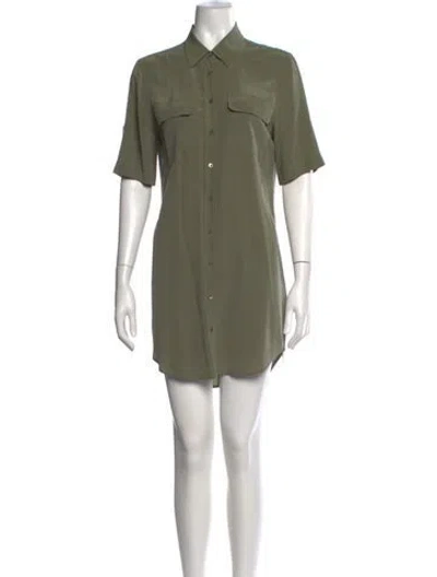 Pre-owned Equipment Silk Mini Dress In Green