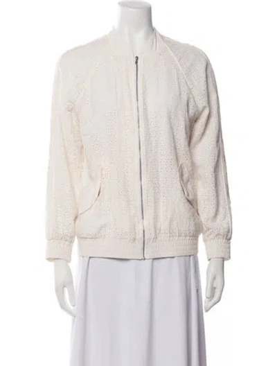 Pre-owned Equipment Silk Patterned Bomber Jacket In Neutrals