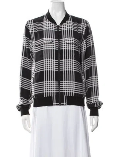 Pre-owned Equipment Silk Plaid Print Bomber Jacket In Black