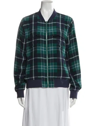 Pre-owned Equipment Silk Plaid Print Bomber Jacket In Multi