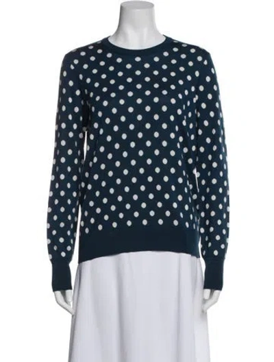 Pre-owned Equipment Silk Polka Dot Print Sweater In Blue