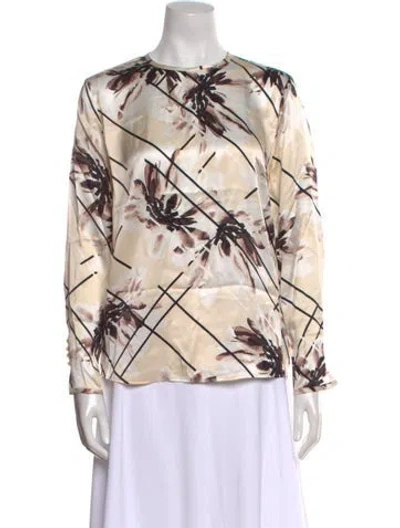 Pre-owned Equipment Silk Printed Blouse In Neutral