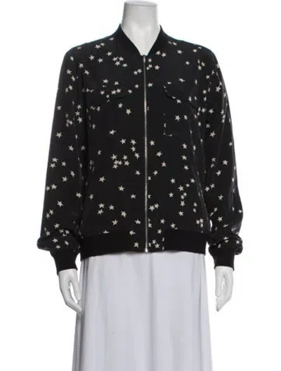 Pre-owned Equipment Silk Printed Bomber Jacket In Black
