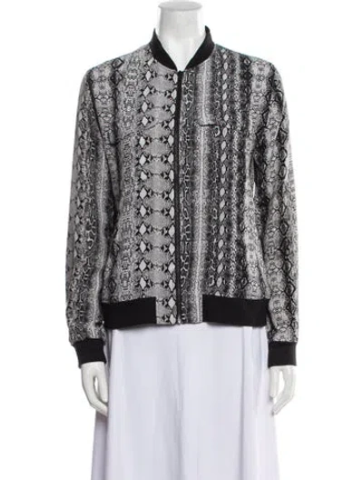 Pre-owned Equipment Silk Printed Bomber Jacket In White