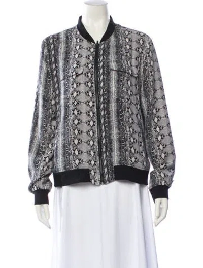 Pre-owned Equipment Silk Printed Bomber Jacket In White