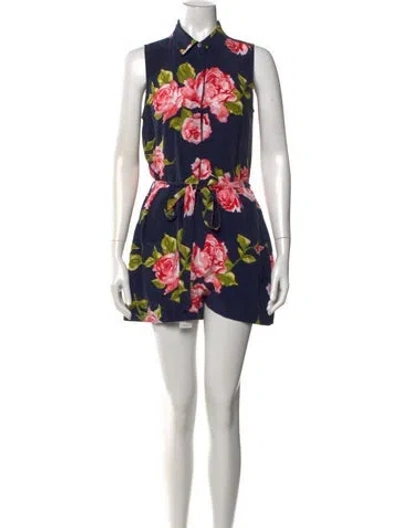 Pre-owned Equipment Silk Printed Romper In Blue