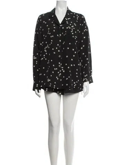 Pre-owned Equipment Silk Printed Short Set In Black