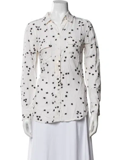 Pre-owned Equipment Silk Printed Sweater In White