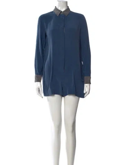 Pre-owned Equipment Silk Romper In Blue