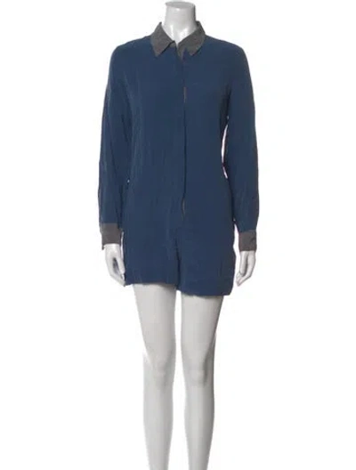 Pre-owned Equipment Silk Romper In Blue